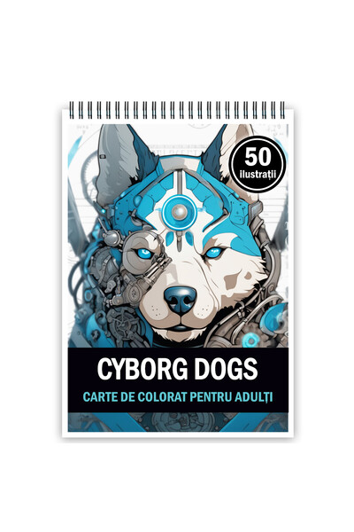 Legendary Gifts Carte de colorat pentru adulți, 50 de ilustrații, câini cybor...