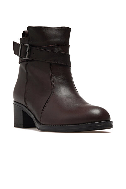 Mammamia Women's Genuine Leather Heeled Casual Boots 25K D25Kb-1670 Z Brown