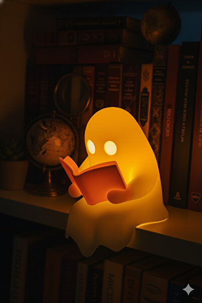 Atsutech Kitap Okuyan Sevimli Hayalet Biblo / Tea light / Pilli Mum Yanında H...