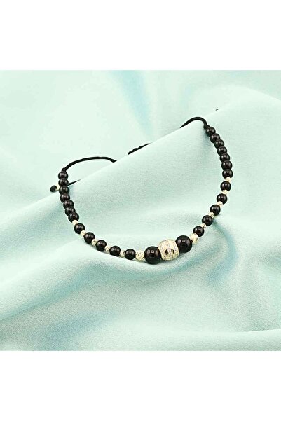 Bijuteria SORELLY 14k Gold Bracelet with Onyx and Gold Bead