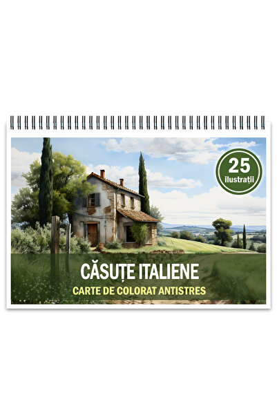 Legendary Gifts Carte de colorat antistres, 25 de ilustrații cu căsuțe italie...