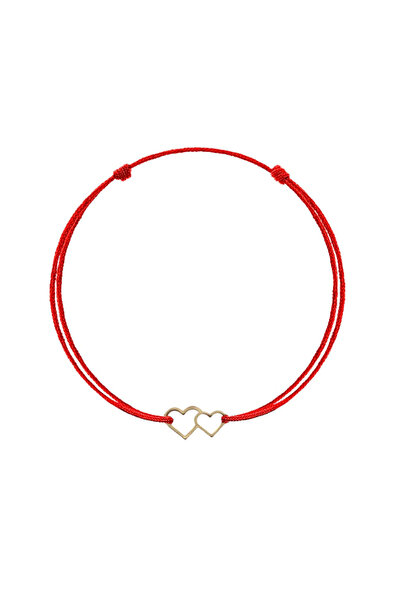 Bijuteria SORELLY 14k Gold Chain Bracelet with Two Hearts Red