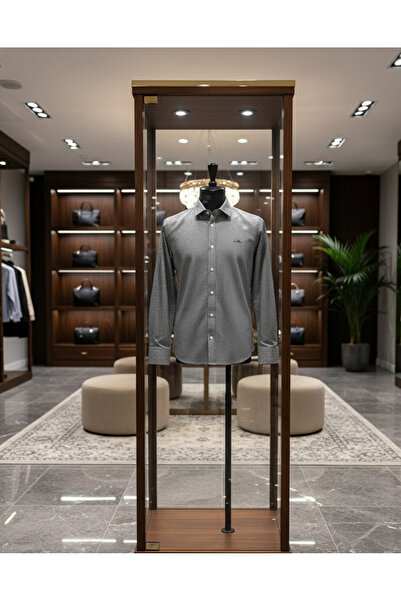 YusGos Men's Regular Fit Regular Collar Long Sleeve Easy Iron Dotted Premium Cotton Shirt