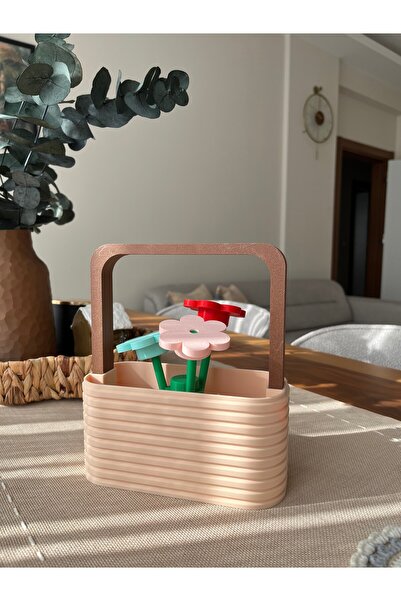 Vemia Dekor Şık Renkli Kır Bahçesi Temalı, Yapay Çiçek Sepeti, Yapay Papatya ...