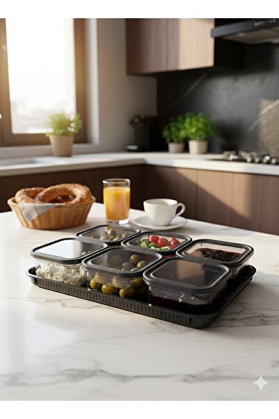 Woodeso Transparent tray breakfast storage container - 6-piece breakfast set with lids