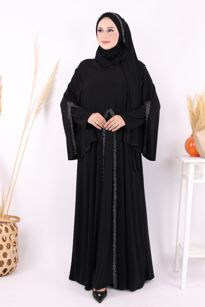 Bym Fashion Pelerin, Elbise ve Şal Üçlü Takım 3932 Siyah