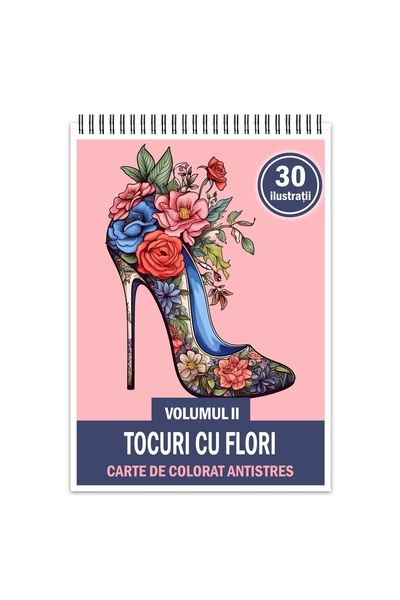 Legendary Gifts Carte de colorat antistres, 30 de ilustrații cu tocuri floral...