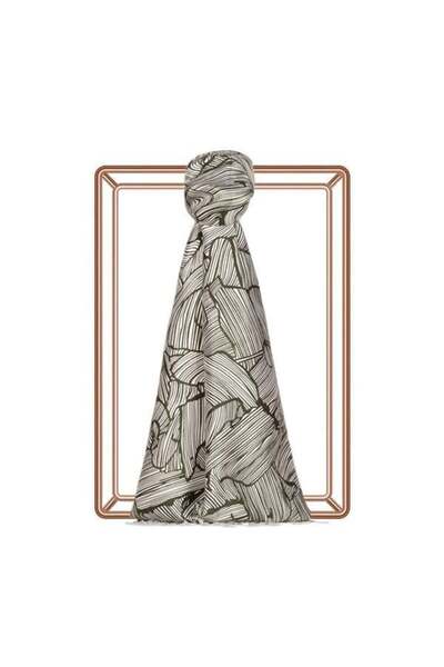 ipekevi Μεταξωτό σάλι με σχέδιο - Μοτίβο φλοιού δέντρου - Πράσινο