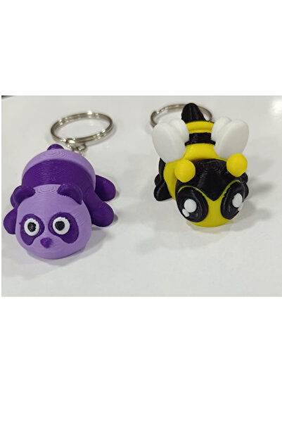 Flower Toys سلسلة مفاتيح متحركة على شكل حيوانات ثلاثية الأبعاد، عبوة من قطعتي...