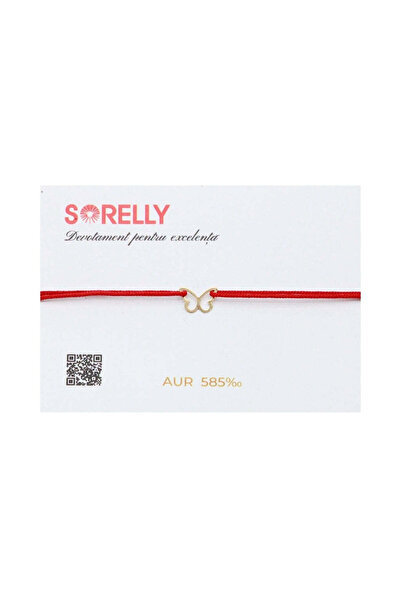 Bijuteria SORELLY Brățară din aur de 14k cu fluture și șnur negru