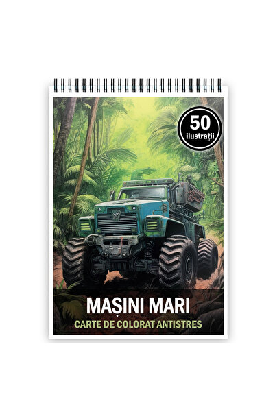 Legendary Gifts Carte de colorat antistres, 50 de ilustrații, Mașini mari