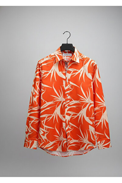 YusGos Long Sleeve Cotton Fabric Patterned Easy Iron Regular Fit Premium Men's Shirt