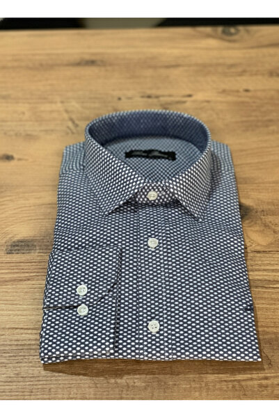 YusGos Men's Regular Fit Regular Collar Long Sleeve Easy Iron Dotted Premium Cotton Shirt