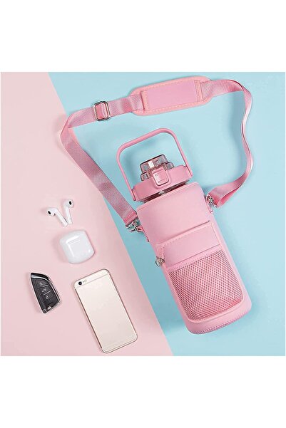 Al Rayyan Sports Siyosi 2L (Half-Gallon) Motivational Water Bottle with Storage Sleeve, Straw & Strap, BPA-Free