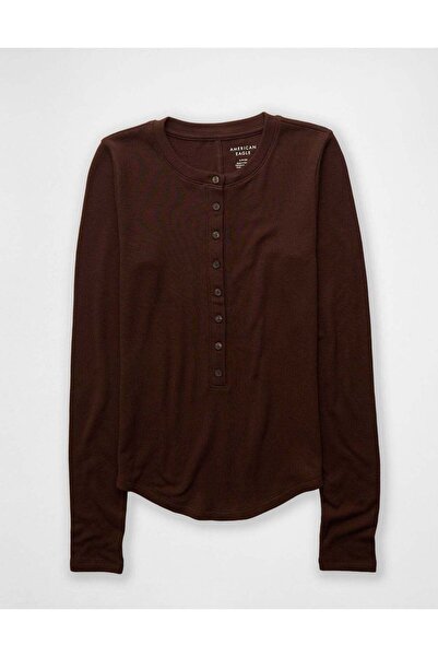AMERICAN EAGLE تي شيرت AE Henley بأكمام طويلة