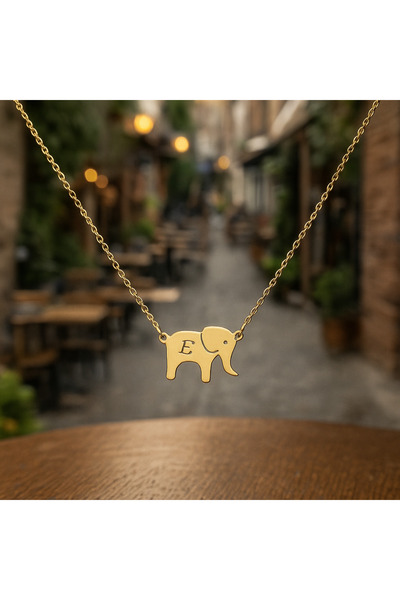 Soleildor 925 ayar Orijinal Gümüş Kişiye Özel Fil Harf Gümüş Kolye