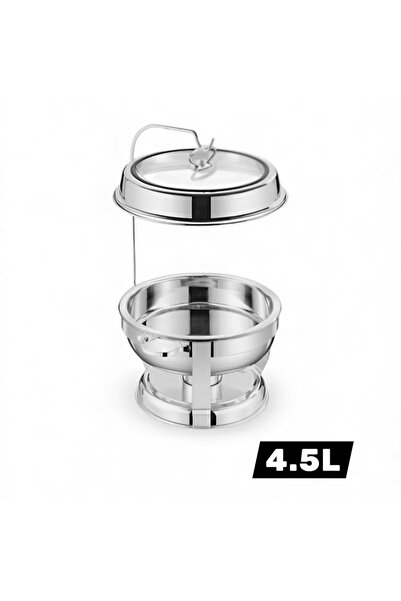 cc bin shihon Stainless steel buffet warmer with lid holder and candle base, 4.5 liter capacity