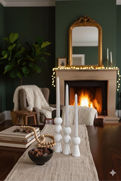 btm home Modern 3’lü Şamdan Mumluk Seti – Uzun İnce Mumluk Şamdan Şık Salon D...