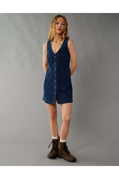 AMERICAN EAGLE AE Button-Front Pinafore Mini Dress