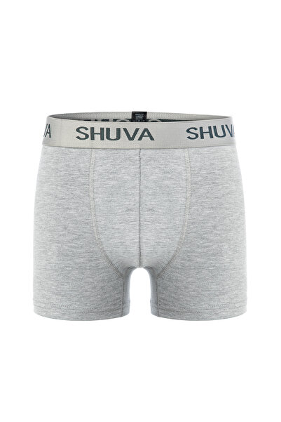 SHUVA Men's Gray Cotton Basic Boxer Gray Comfortable Elastic Waistband