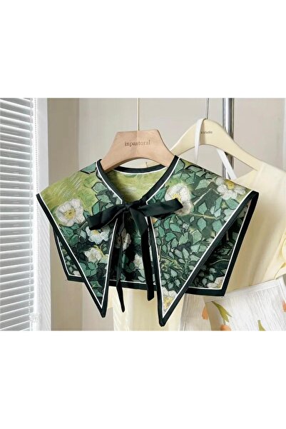 Bumelo 1 Parça Baskılı Yağlı Boya Desenli Şık Kadın Çıkarılabilir Dekoratif Yaka