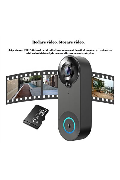 CerCip Wireless Doorbell, Tuya App, 6 Month Battery, Live, Plug-in Charging, Motion Sensor