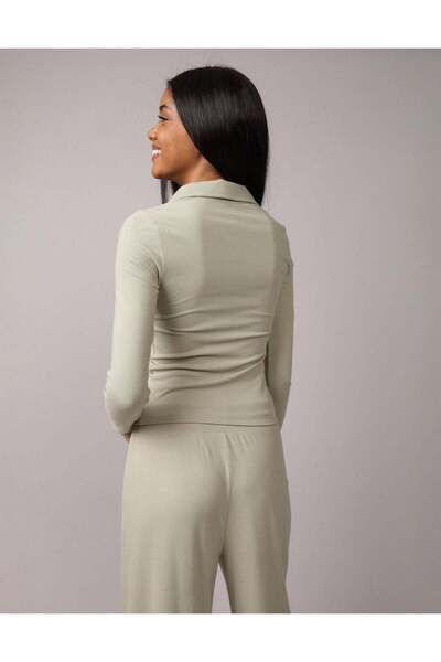 AMERICAN EAGLE AE Long-Sleeve Plush Polo T-Shirt