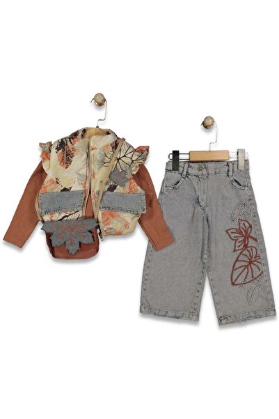 Bisahane Girl's Vest Set Bag and Trousers 4-Piece Set