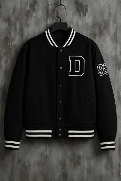 DAMGA JEANS Palton pentru colegiu din denim negru Premium supradimensionat pe...