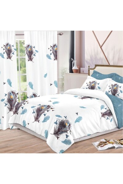 CumparaMisim Double bed linen set + 2 curtains, fine, 8 pieces