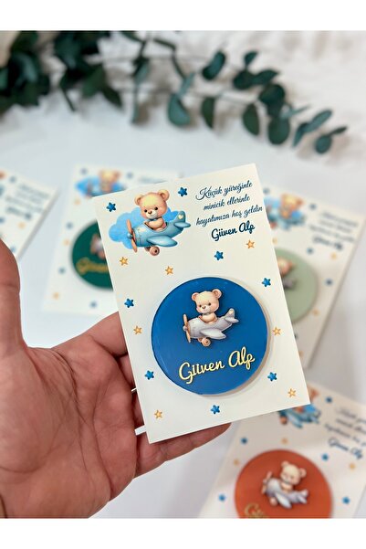 ouzhanya hediyelik Figürlü Kartlı Pleksi Magnet Hediyelik Uçaklı Ayıck Temalı...