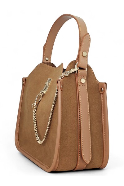 Evident Taba Nubuck Chain Accessory Detailed Hand & Shoulder Women's Bag
