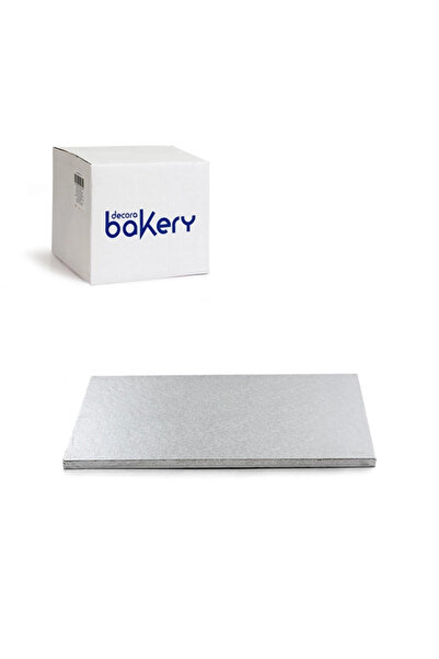 DECORA Rectangular cake plate, silver, 40x30x1.2 cm