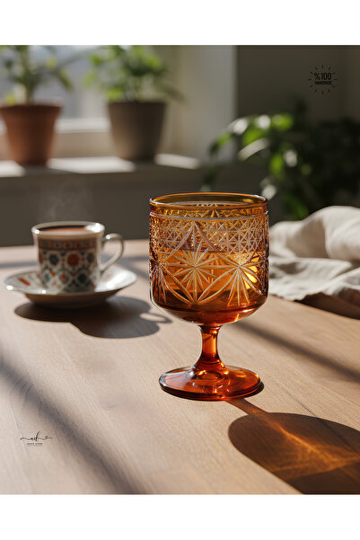 AKDEN STORE Kesme Kristal Dekor Akça Bardak,Magnolia Kasesi