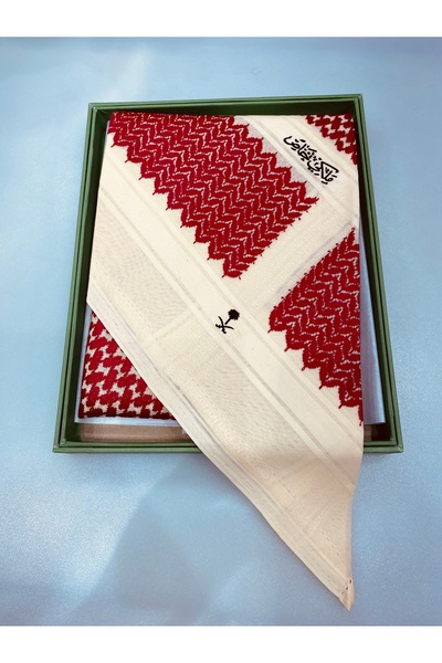 SH Royal red and beige mixed shemagh