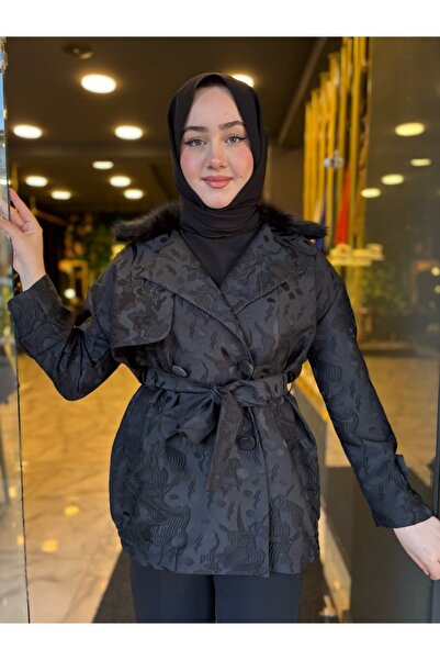 EMİNE ÖZTÜRK LUXURY MY312 YAKASI KÜRKLÜ JAKAR KAP 7964