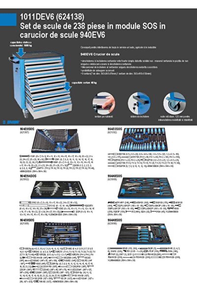Unior 1011DEV6 Set de scule de 238 piese in module SOS in carucior de scule 9...