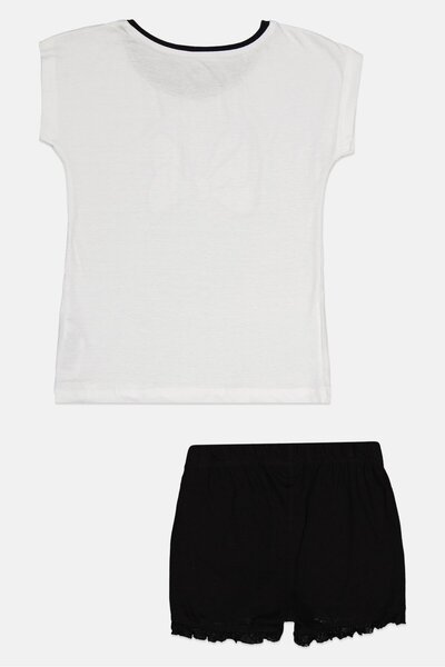 Disney Kids Girl 2 Pcs Minnie Mouse Short Sleeve T-Shirt And Shorts Pajama Set, Multicolor