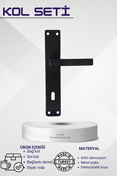 KAİZEN Oda Kapı Kolu - Lama Siyah Mat Kare Aynlı