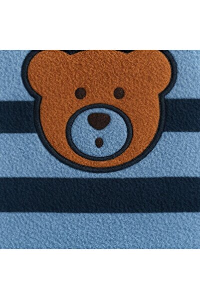 Oz Baby Striped Teddy Bear Printed Winter Unisex Fleece Baby Set Girl and Boy Baby Fleece 1-4 Years