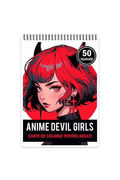 Legendary Gifts Carte de colorat antistres, 50 de ilustrații, Fete anime cu d...