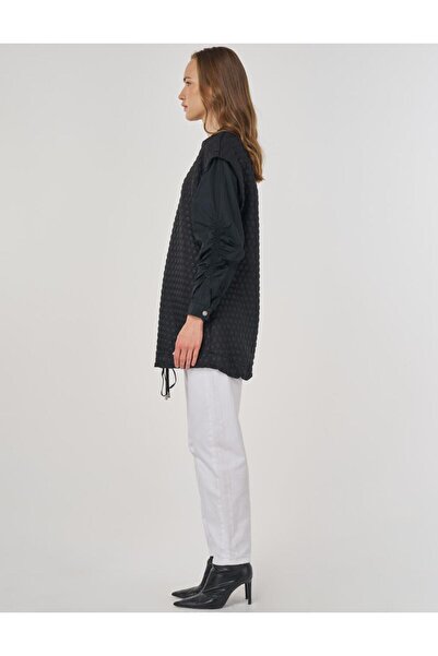 Kayra Φούτερ με υφή συνδυασμός υφασμάτων Μαύρο