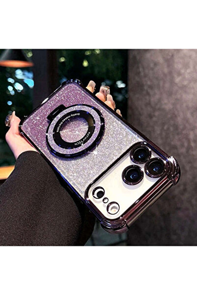 Generic Magnetic Glitter Case for iPhone 17 Pro，Sparkly Stand，Luxury Gradient Shockproof iPhone 17 Pro Cover