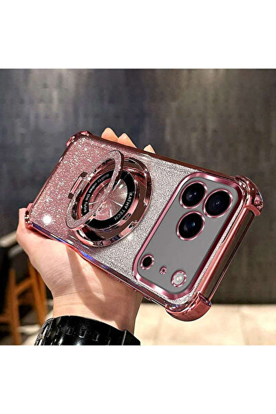 Generic Magnetic Glitter Case for iPhone 17 Pro Max，Sparkly Stand，Luxury Gradient Shockproof Protector Cover