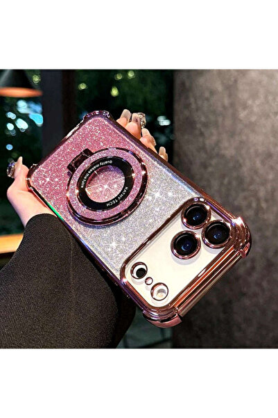 Generic Magnetic Glitter Case for iPhone 17 Pro Max，Sparkly Stand，Luxury Gradient Shockproof Protector Cover