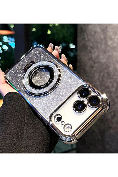 Generic Magnetic Glitter Case for iPhone 17 Pro Max，Sparkly Stand，Luxury Gradient Shockproof Protector Cover