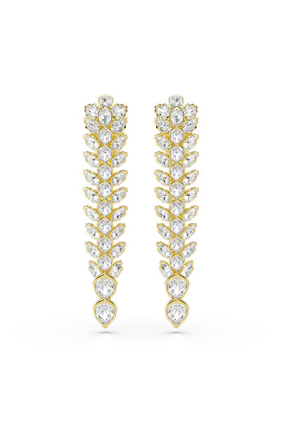 Swarovski أقراط إيديليا، قطع متنوعة، طويلة، بيضاء، مطلية باللون الذهبي