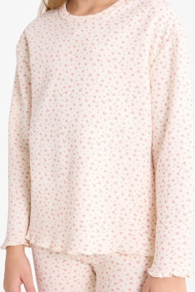 DeFacto Girls' Pajama Set Patterned Long Sleeve Top Long Bottom F7290A825Au