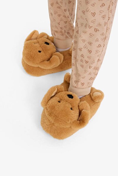 DeFacto Girl's Dog-Themed Flat Sole Slippers F1510A825Wn
