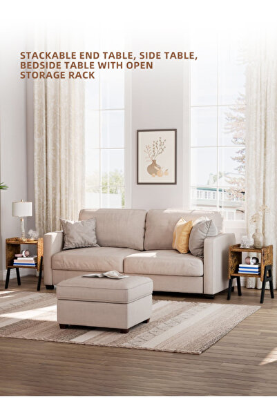 Ammar Space 2pcs Coffee Table Set Stackable End Table Bedside Tables with Open Storage Shelf Living Room Balcony